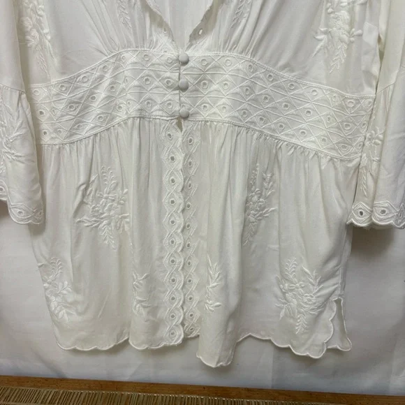 NWT Soft Surroundings Icon Melissani Tunic White Cottagecore Eyelet Size Large - Picture 3 of 11